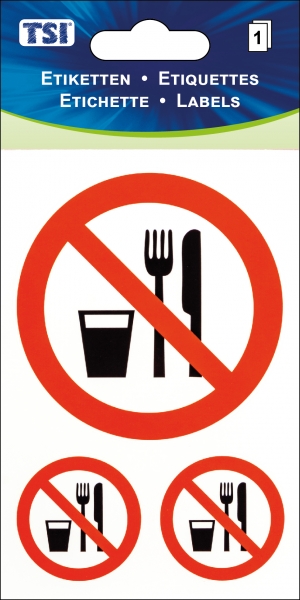 Etiketten &quot;Essen und Trinken verboten&quot;