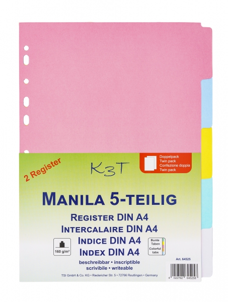 Manila Register mit 5 blanko Taben im Doppelpack