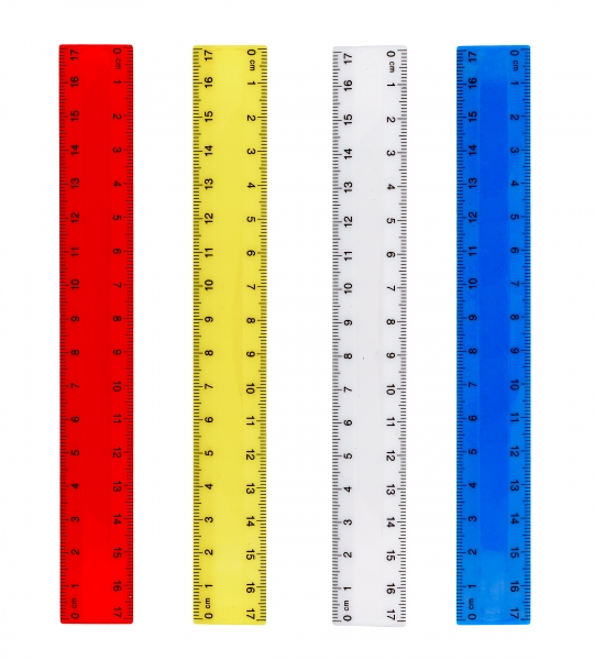Lineal aus Kunststoff 17 cm, 4 verschiedene Farben