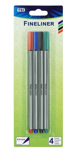 Fineliner 4er Packung (rot/blau/grün/schwarz)