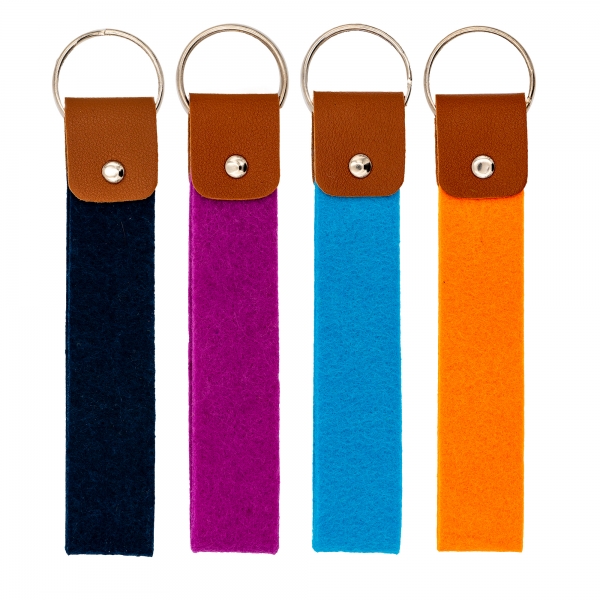 Filz-Schlüsselanhänger mit Leder, 4 Farben